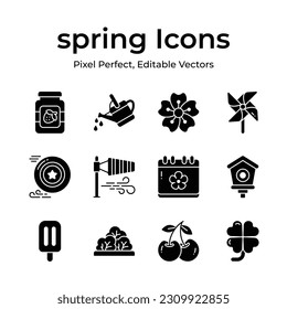 Grab this beautifully designed spring vectors, farming, gardening and agriculture icons set