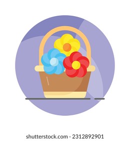 Grab this beautifully designed vector of flower basket in editable style, decorative bucket