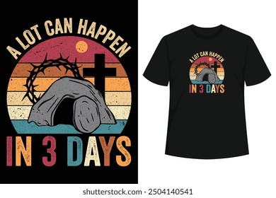 Grab this A Lot Can Happen In 3 Days Easter T-Shirt as an Easter gift for your christian family and friends! It's the perfect resurrection sunday outfit for men, women, adults, kids, toddlers