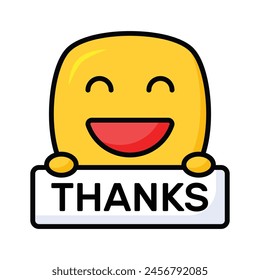 Agarra este icono cuidadosamente diseñado de emoji de agradecimiento, listo para su uso premium