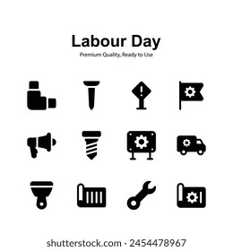 Grab this carefully crafted icons set of labor day