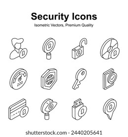 Grab this carefully crafted isometric security icons set, ready for premium use