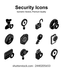 Grab this carefully crafted isometric security icons set, ready for premium use