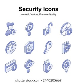 Grab this carefully crafted isometric security icons set, ready for premium use