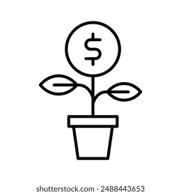 Grab this carefully crafted money plant vector, icon of business development