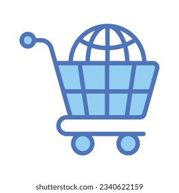 Nehmen Sie sich diese sorgfältig gestaltete Vektorgrafik des globalen Shopping im trendigen Stil, des internationalen Shopping-Ikons