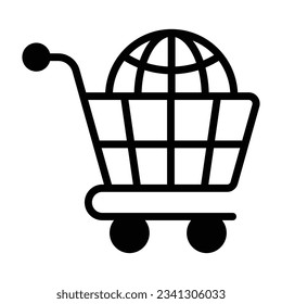 Grab this carefully crafted vector of global shopping in trendy style, international shopping icon