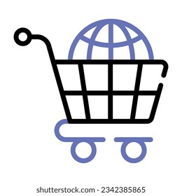 Nehmen Sie sich diese sorgfältig gestaltete Vektorgrafik des globalen Shopping im trendigen Stil, des internationalen Shopping-Ikons