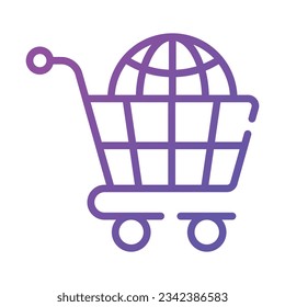 Grab this carefully crafted vector of global shopping in trendy style, international shopping icon