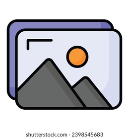Grab this carefully crafted vector of pictures in trendy style, easy to use icon