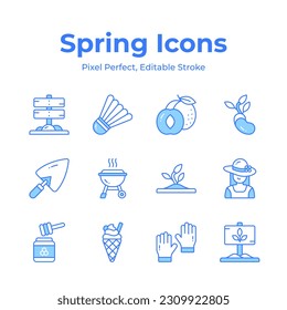 Grab this carefully designed spring vectors, farming, gardening and agriculture icons set