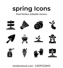 Grab this carefully designed spring vectors, farming, gardening and agriculture icons set