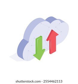 Grab this creative isometric icon of cloud data transfer in editable style