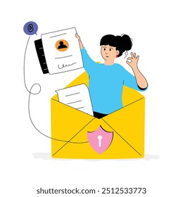 Grab this creatively crafted email security flat illustration