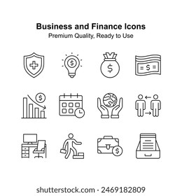 Grab this creatively crafted icons set of business and finance