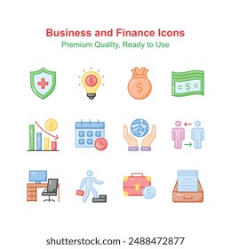 Grab this creatively crafted icons set of business and finance