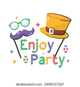 Grab this creatively crafted party celebration masks, party hat, glasses and mustache