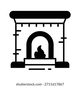 Schnappen Sie sich dieses kreative Design Glyphe Symbol des Kamins im modernen Stil