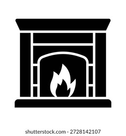 Grab this creatively design glyph icon of fireplace in modern style