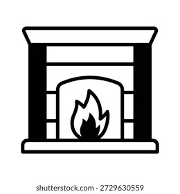 Grab this creatively design glyph icon of fireplace in modern style