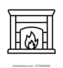 Grab this creatively design line icon of fireplace in modern style