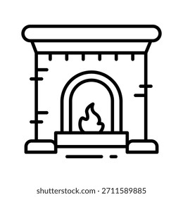 Schnappen Sie sich diese kreative Design-Umriss-Symbol des Kamins im modernen Stil