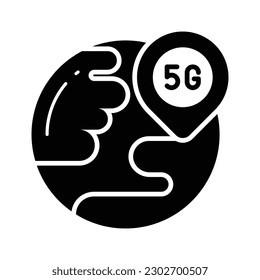 Agarra este icono de ubicación de red 5G de diseño creativo en el vector de tecnología 5G de estilo moderno