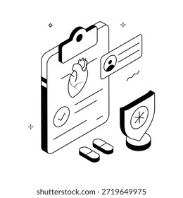 Agarra esta ilustración increíble de diseño creativo del informe del corazón en estilo isométrico