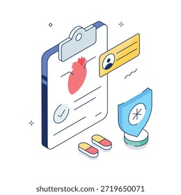 Agarra esta ilustración increíble de diseño creativo del informe del corazón en estilo isométrico