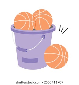 Grab this creatively designed basketballs bucket vector