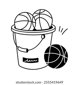 Grab this creatively designed basketballs bucket vector