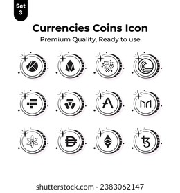 Grab this creatively designed cryptocurrency coins icons set, Digital currency coins vector design