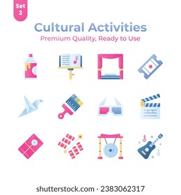 Grab this creatively designed cultural activities icons set, ready to use vectors