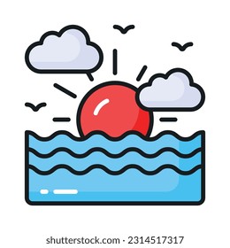 Grab this creatively designed icon of sunset in modern style, premium vector