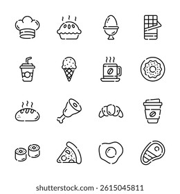 Grab this creatively designed outline collection of refreshment items