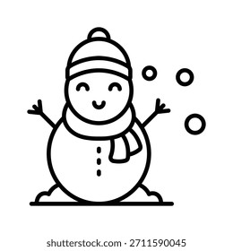 Schnappen Sie sich dieses kreativ gestaltete Umriss Stil Schneemann Symbol