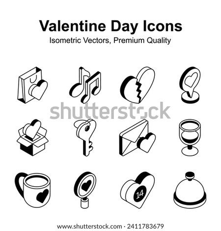 Grab this creatively designed valentines day isometric vectors set, ready to use in websites and mobile apps