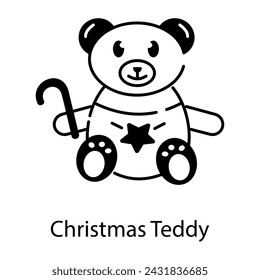 Schnappen Sie sich diese niedliche Umriss-Ikone des Weihnachts-Teddy