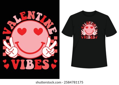 Grab this cute Valentine Vibes T-Shirt as a Valentine's Day gift for your husband, wife, boyfriend, girlfriend! Show love wearing this funny St. Valentines red heart cupid love outfit for couples,