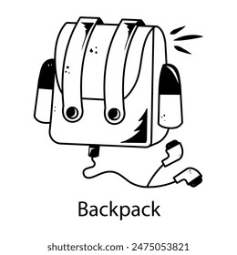 Schnappt euch dieses Doodle-Icon eines Rucksacks 