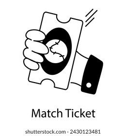 Grab this doodle icon of baseball match ticket 