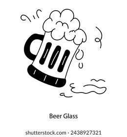 Grab this doodle icon of beer glass 