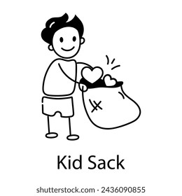 Grab this doodle icon of kid sack 