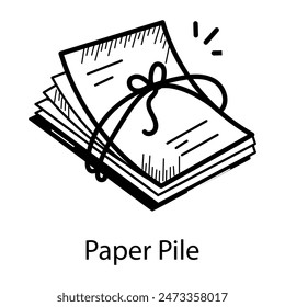 Grab this doodle icon of a paper pile 