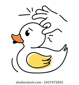 Grab this doodle icon of rubber duckling