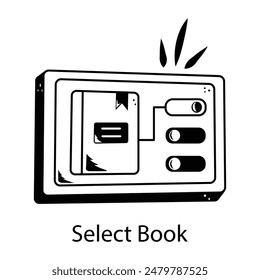 Grab this doodle icon of select book online  