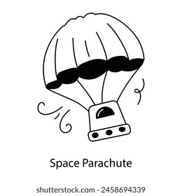 Grab this doodle icon of a space parachute 