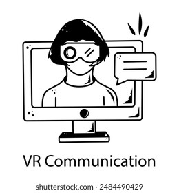 Schnappen Sie sich dieses Doodle-Icon der VR-Kommunikation 