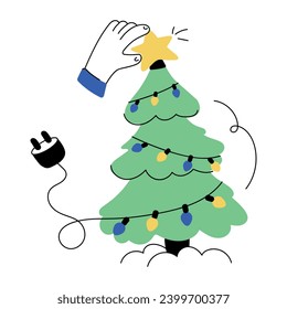 Agarra esta mini ilustración de la decoración de los árboles de navidad 