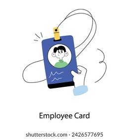 Grab this doodle mini illustration of employee card 